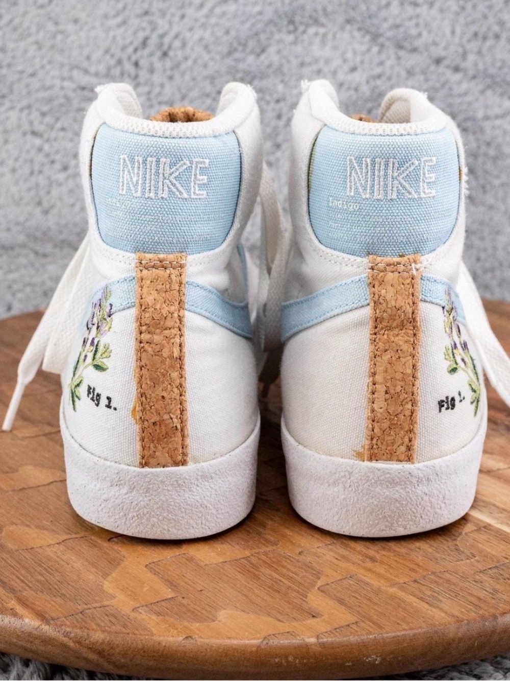 Nike White & Light Blue High-Top Sneakers